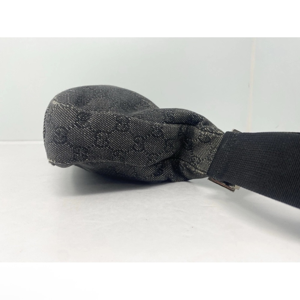 Gucci Black Denim Monogram Hobo Half Moon Shoulder Bag - Picture 5 of 14
